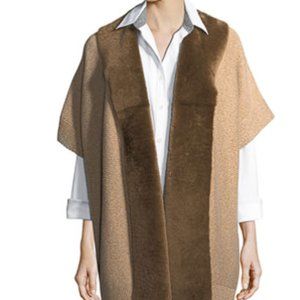 LAFAYETTE 148 NEW YORK Shearling Fur-Trimmed Oversized Cardigan